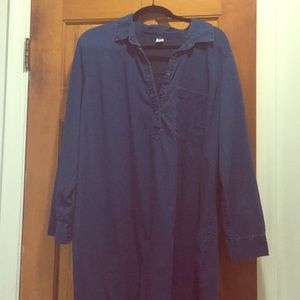 Dark wash denim shirt dress